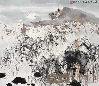 亚明 1979年作 唐人诗意图 立轴 34.5×39cm